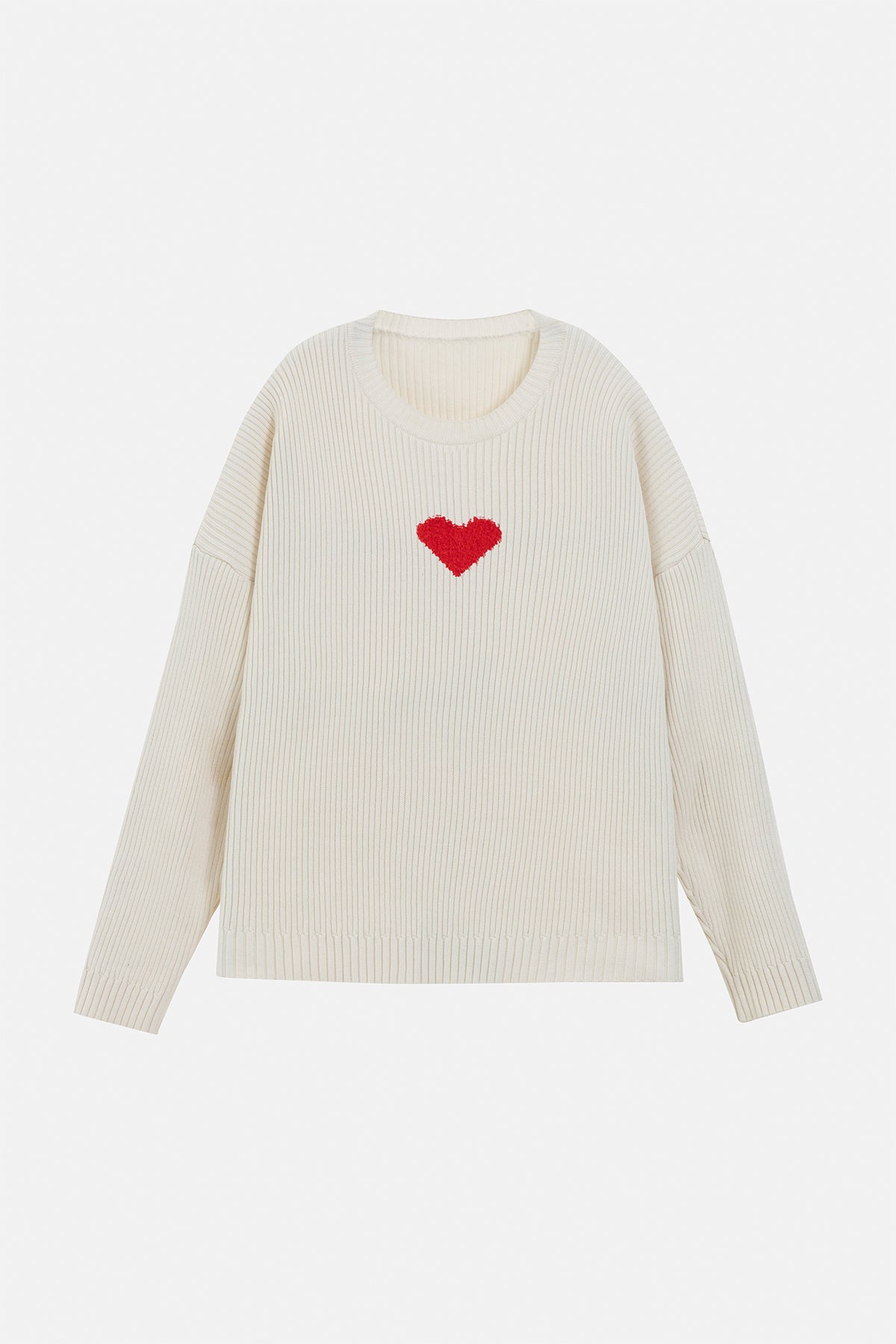 Fuzzy Heart Sweater ivory
