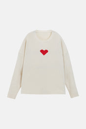 Fuzzy Heart Sweater ivory