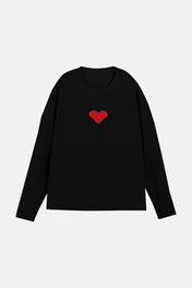 Fuzzy Heart Sweater Black