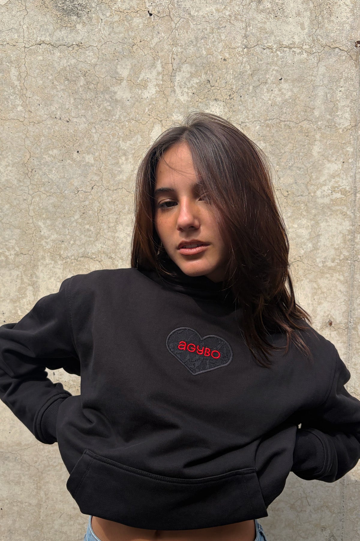 Lace logo Hoodie Black