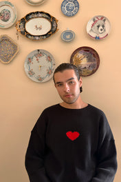 Fuzzy Heart Sweater Black