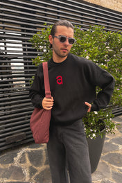 MONOGRAM SWEATER BLACK AND RED