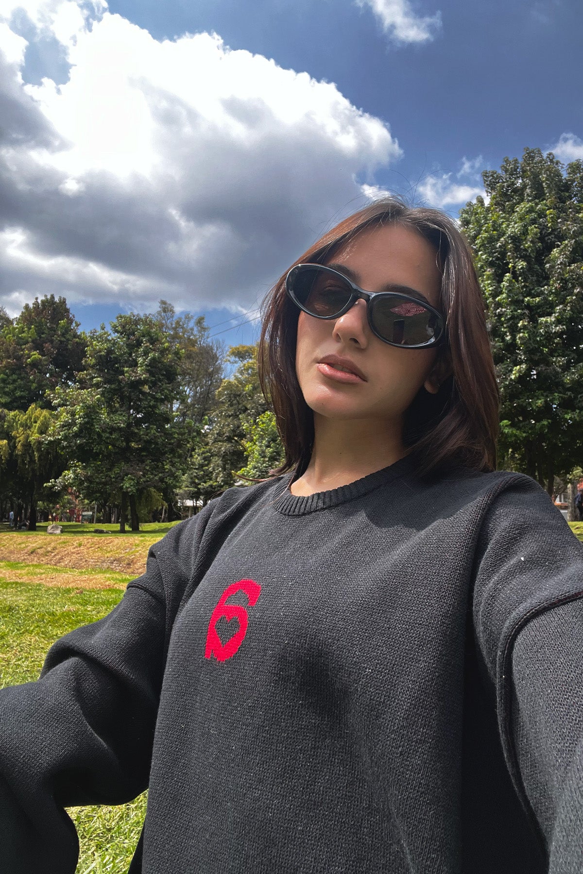 MONOGRAM SWEATER BLACK AND RED