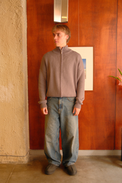 Funnel Neck Zip-Up Grey