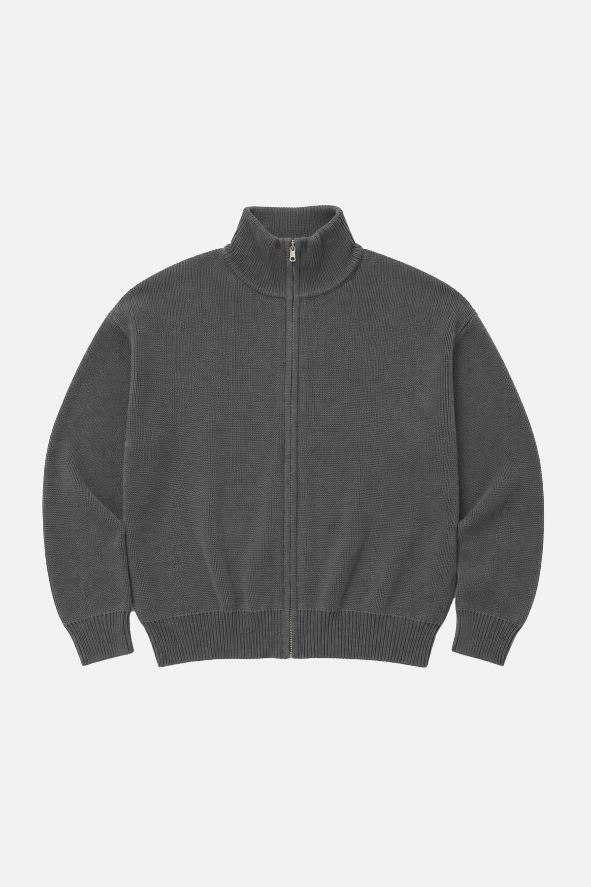Funnel Neck Zip-Up Grey