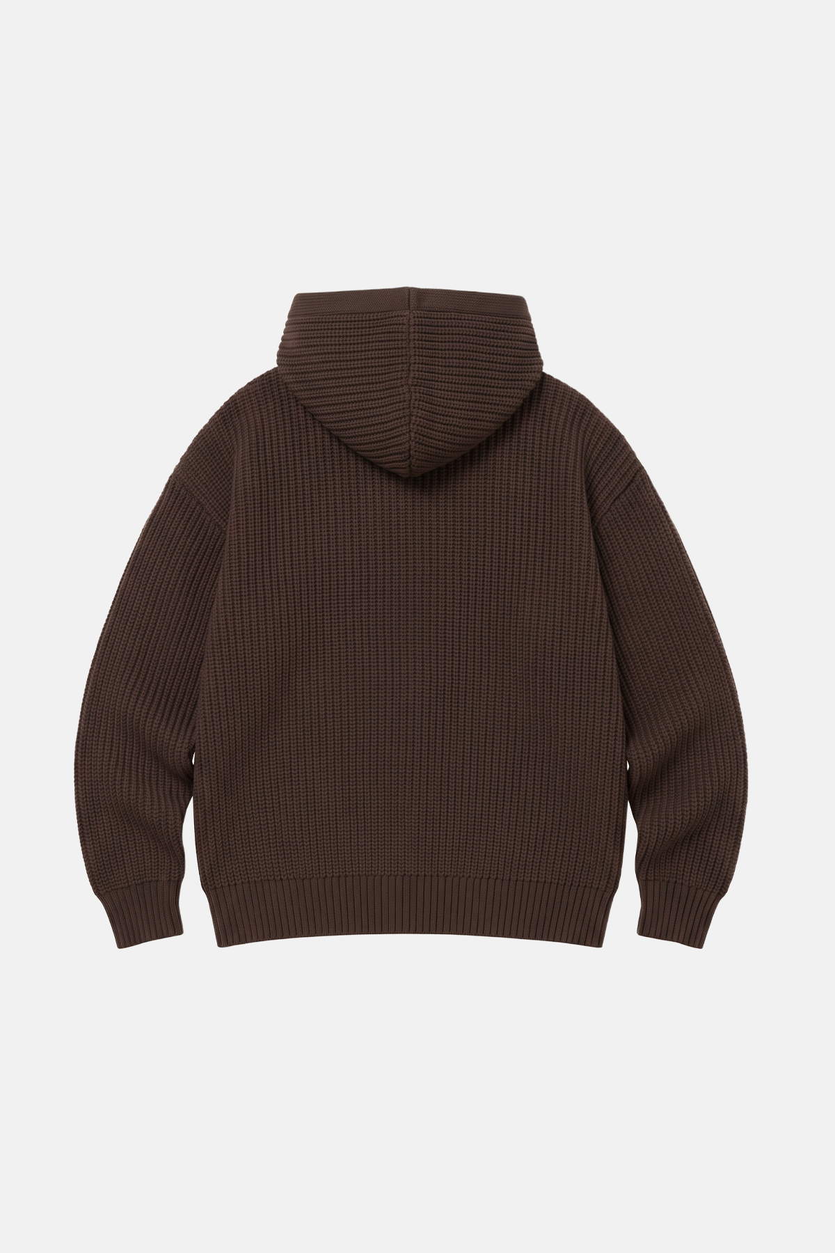 Knit Zip-Up Hoodie Brown