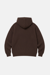 Knit Zip-Up Hoodie Brown