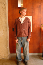 Knit Zip-Up Hoodie Brown