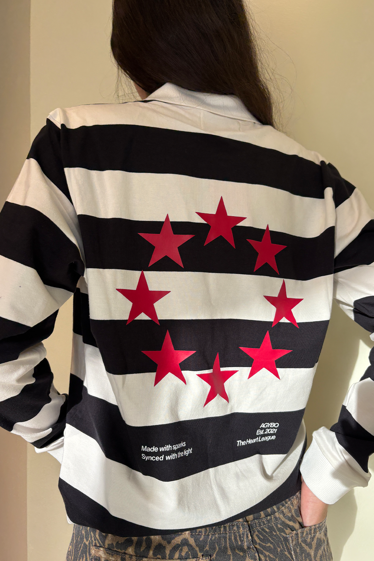 Love Stars striped polo shirt