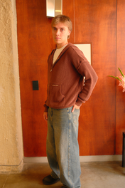Knit Zip-Up Hoodie Brown