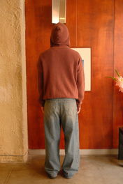 Knit Zip-Up Hoodie Brown